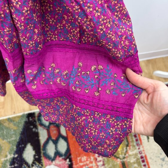 $198 Roller Rabbit Boho Purple Long Sleeve Augusta Garnet Midi Dress Medium - Picture 7 of 11